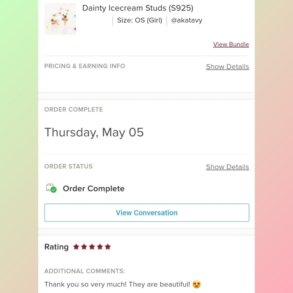 Dainty Icecream Studs (S925) - Only 5 left! - Picture 7 of 8